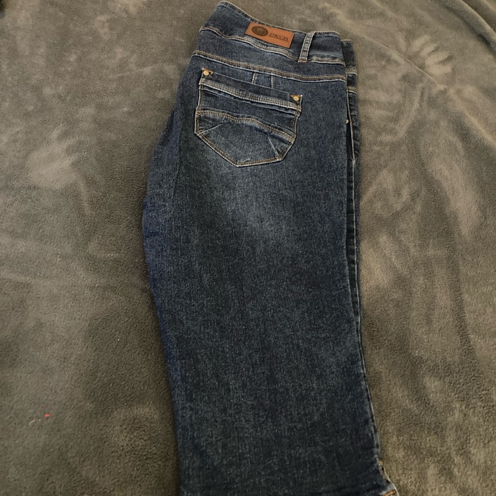 Dark Blue Denim Capri Jeans - Picture 3 of 9